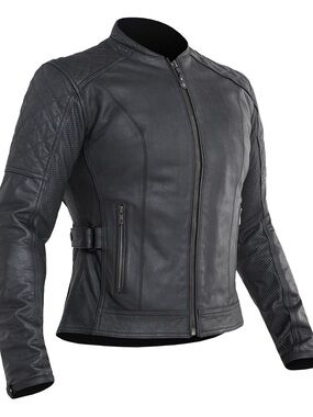 Ladies Street and Steel Athena Black Leather Moto Jacket- Small